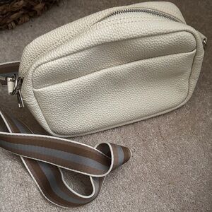 Cream Textured Crossbody Bag